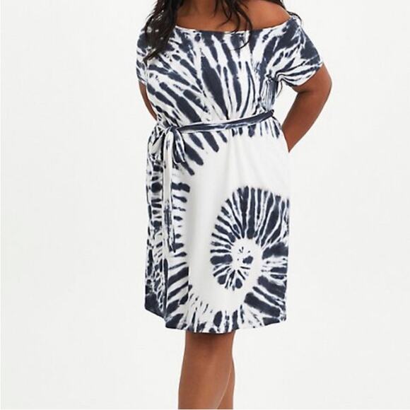 Torrid Mini French Terry off should tee shirt dress women's 2 plus tie dyed - Picture 1 of 5